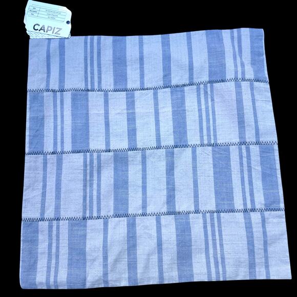 CAPIZ by Geniemode Cotton Stripe Slub Pillow Cover 18x18 Blue Gray Square NWT - Picture 1 of 13